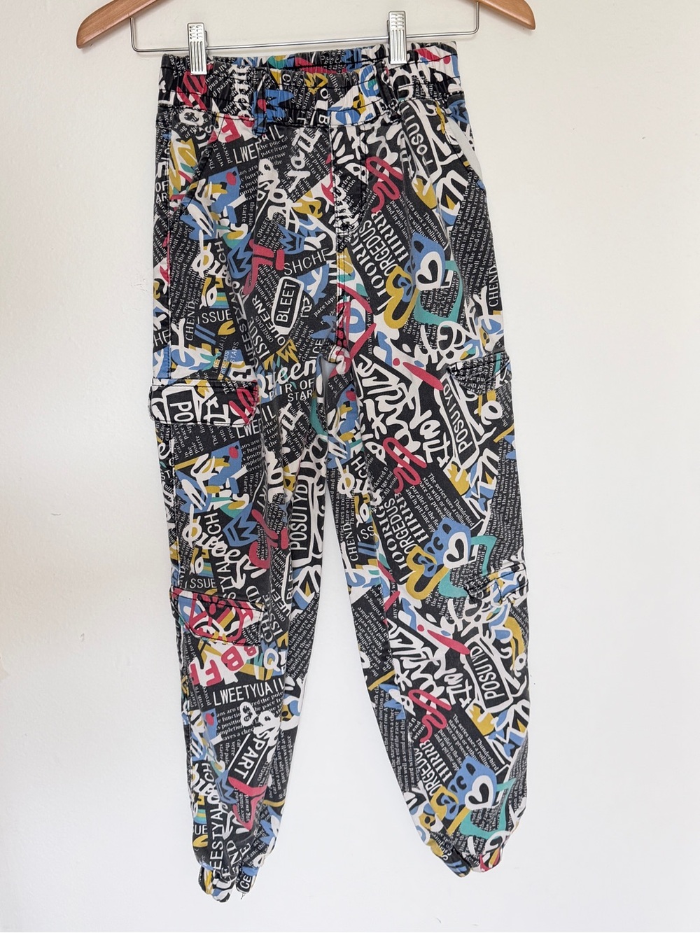 Vintage 80s Multicolor Graphic Cargo Tapered Pants